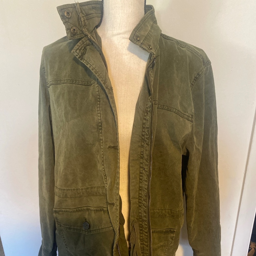 Lucky Brand Women’s Utility Jacket Olive Green Military Style Size XL